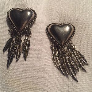 Vintage feather clip earrings
